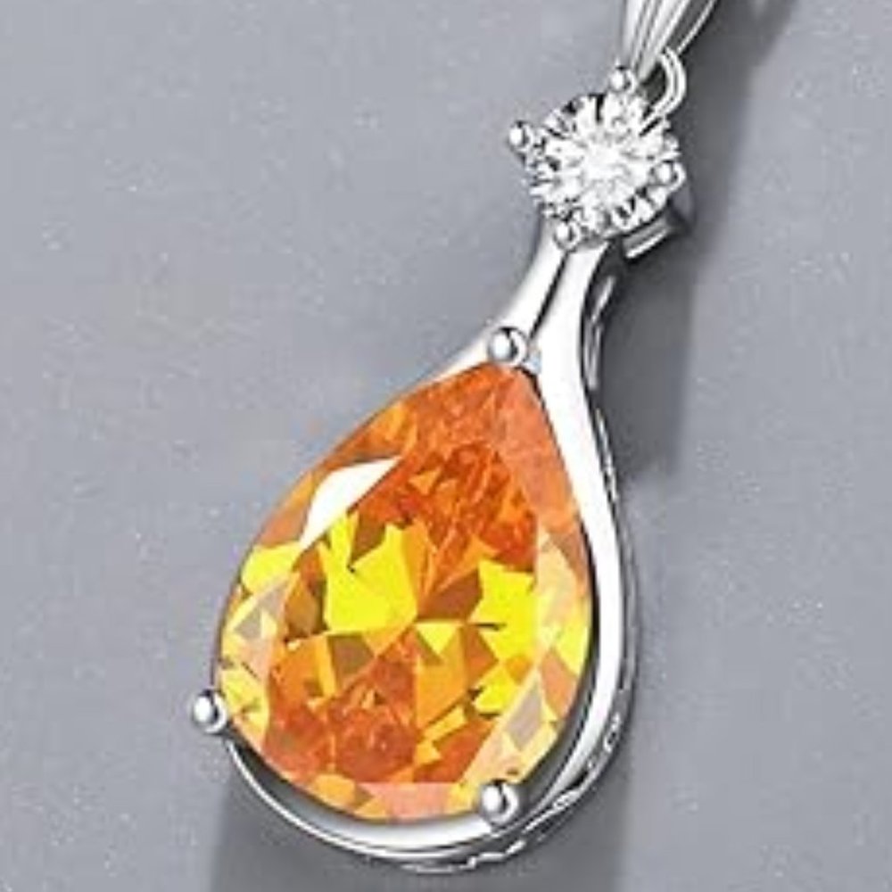 Handmade Teardrop Birthstone Necklace: Citrine Birthstone